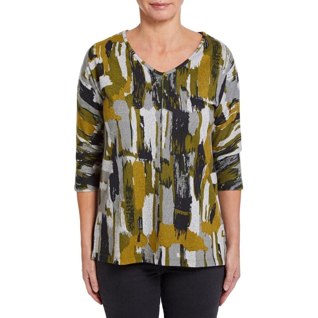 VIZ A VIZ Geometric V-Neck Top - Beales department store