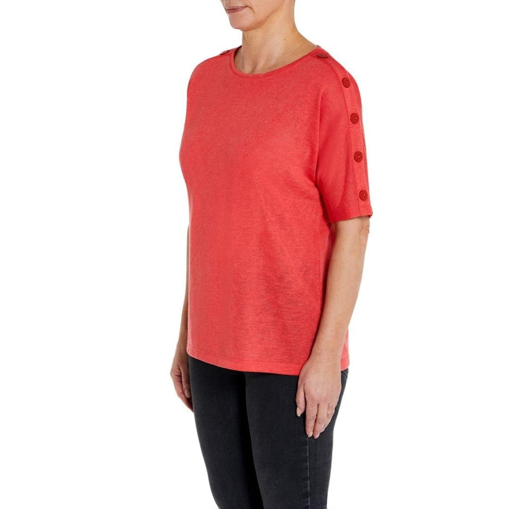 VIZ - A - VIZ Hibiscus Shoulder Button Top - Beales department store