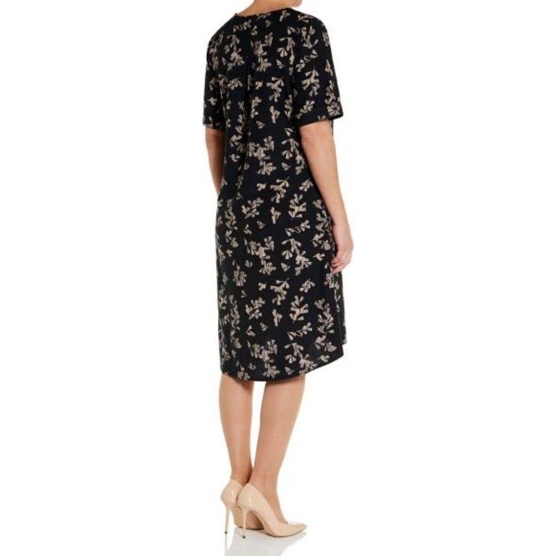 VIZ - A - VIZ Leaf Print Dress - Charcoal - Beales department store