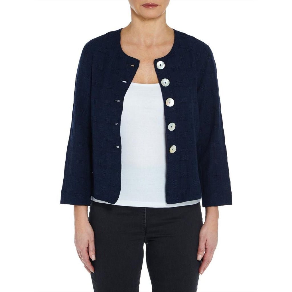 VIZ-A-VIZ Navy Cropped Jacket - Beales department store