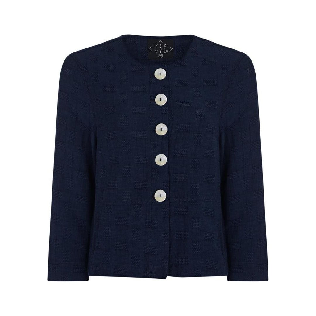 VIZ-A-VIZ Navy Cropped Jacket - Beales department store