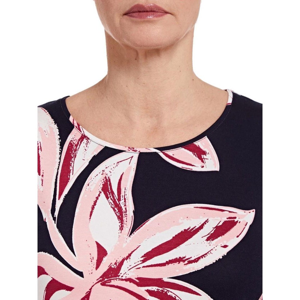 VIZ-A-VIZ Navy Floral Print Tunic - Beales department store