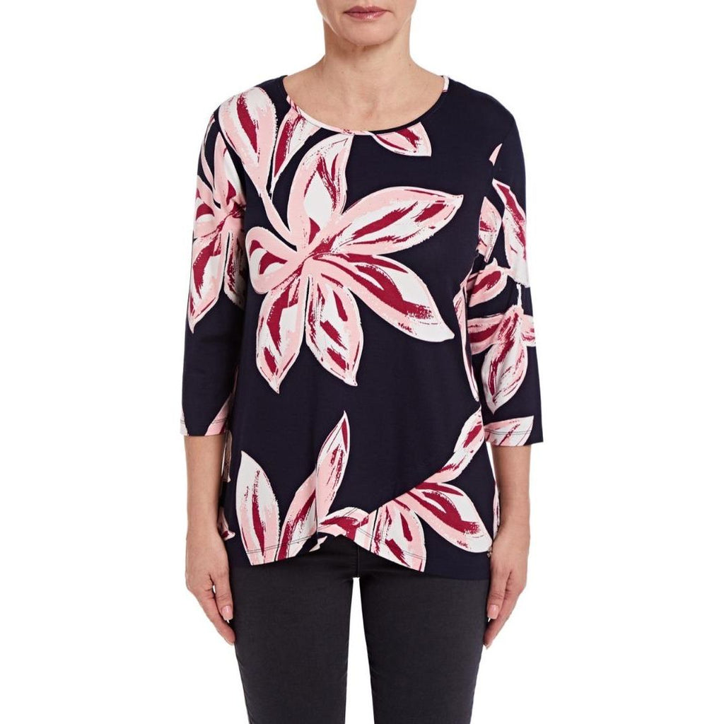 VIZ-A-VIZ Navy Floral Print Tunic - Beales department store