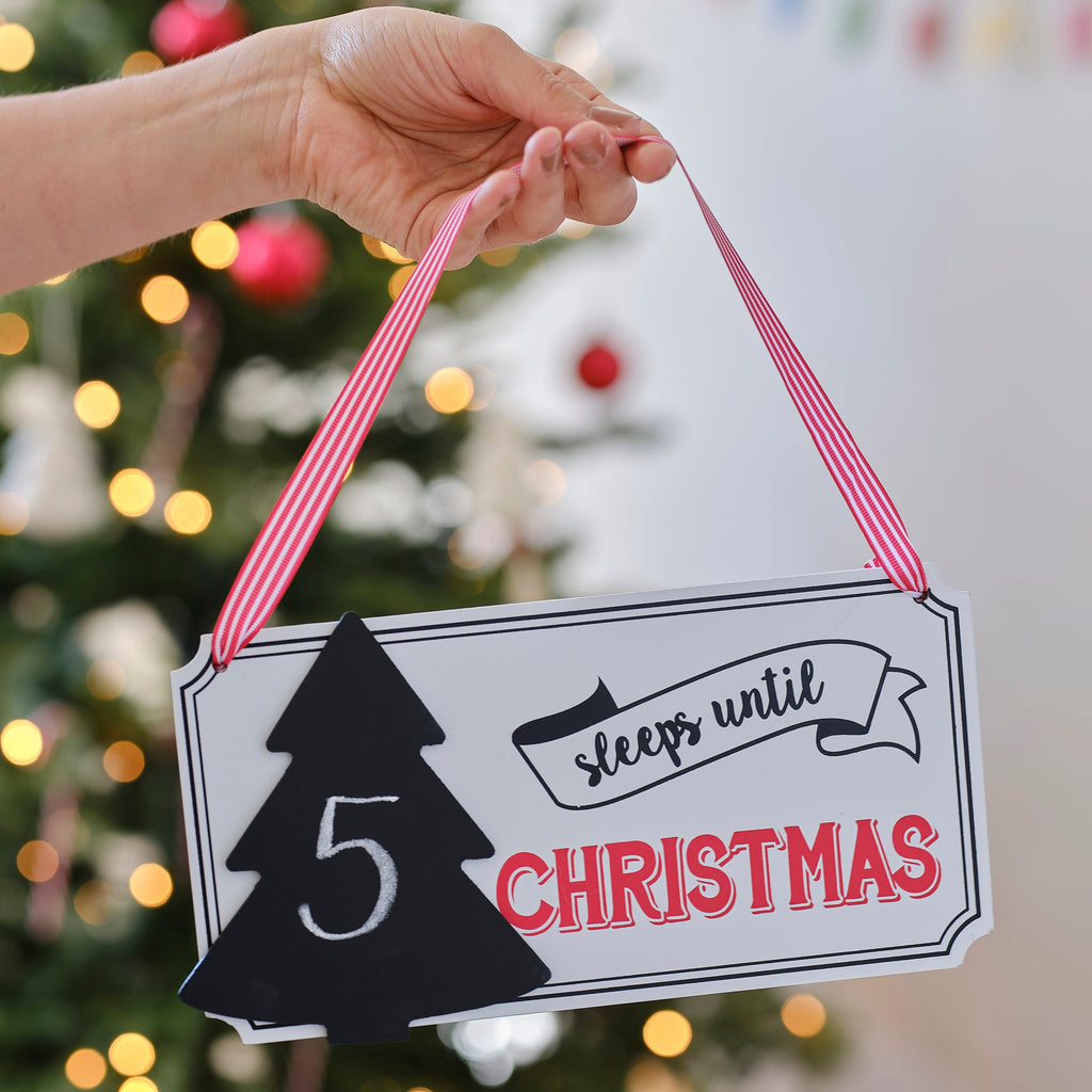 Festive Sleeps Until Christmas Chalkboard Sign - Vintage Noel
