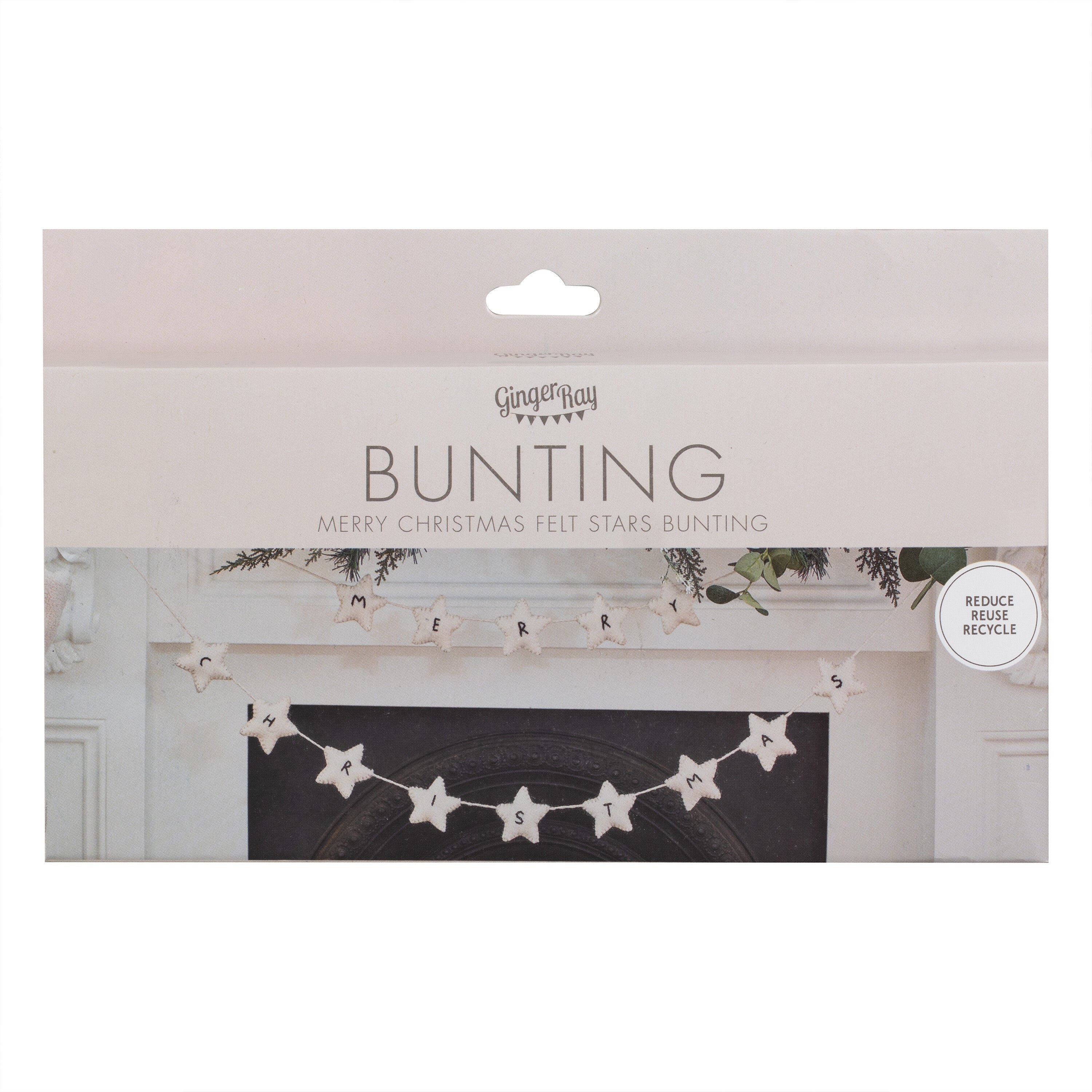 Felt White Star Merry Christmas Bunting