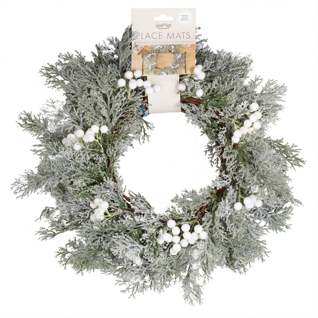 Foliage Christmas Table Place Mats with Berries- 5 Inner Pack