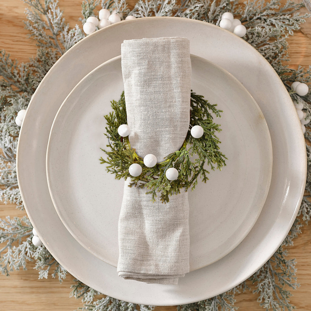 Foliage Christmas Napkin Rings with Berries- 5 Inner Pack