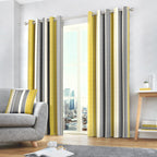 Whiteworth Stripe Ochre Eyelet Curtains