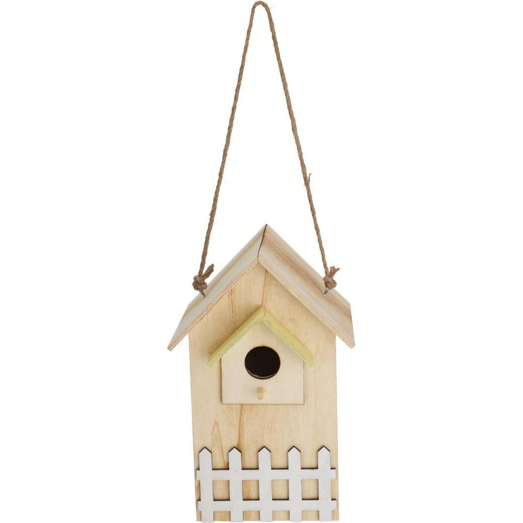 Wooden Bird House Birdhouse - White Fence - Beales department store