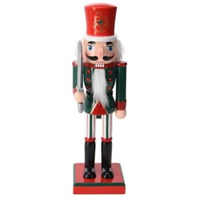 Wooden Nutcracker 25cm With Red Hat & Green Jacket - Beales department store