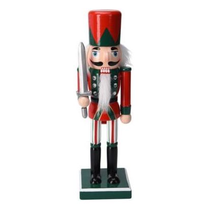 Wooden Nutcracker 25cm With Red Hat & Red Jacket - Beales department store