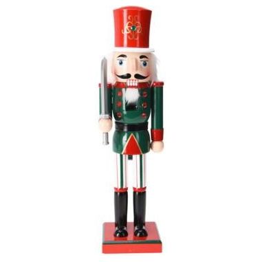 Wooden Nutcracker 38cm With Red Hat & Green Jacket - Beales department store