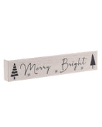 Merry & Bright Wooden Mantel Plaque - 20cm