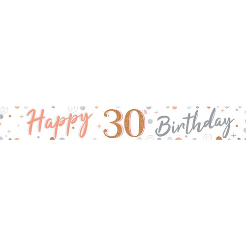 30th Sparkling Fizz Paper Banners - 1m (3pk)