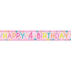 Girls 4th Birthday Paper Banners - 1m (3pk)