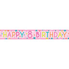 Girls 8th Birthday Paper Banners - 1m (3pk)