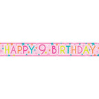 Girls 9th Birthday Paper Banners - 1m (3pk)
