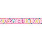 Girls 16th Birthday Paper Banners - 1m (3pk)