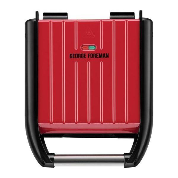 25030 George Foreman Steel Compact Grill Red - Beales department store