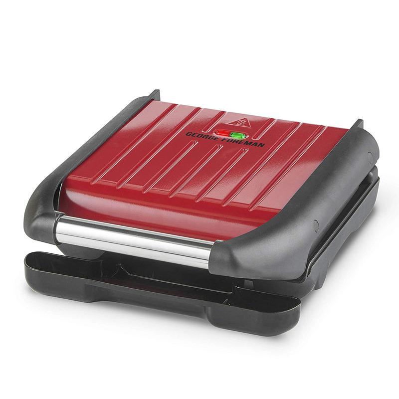 25030 George Foreman Steel Compact Grill Red - Beales department store