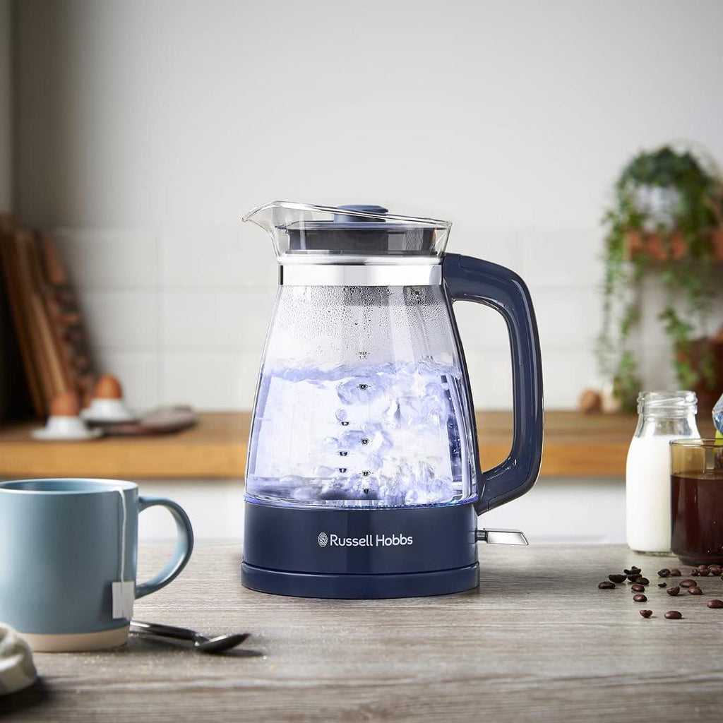 26082 Russell Hobbs Classic Glass Kettle Ombre Blue - Beales department store