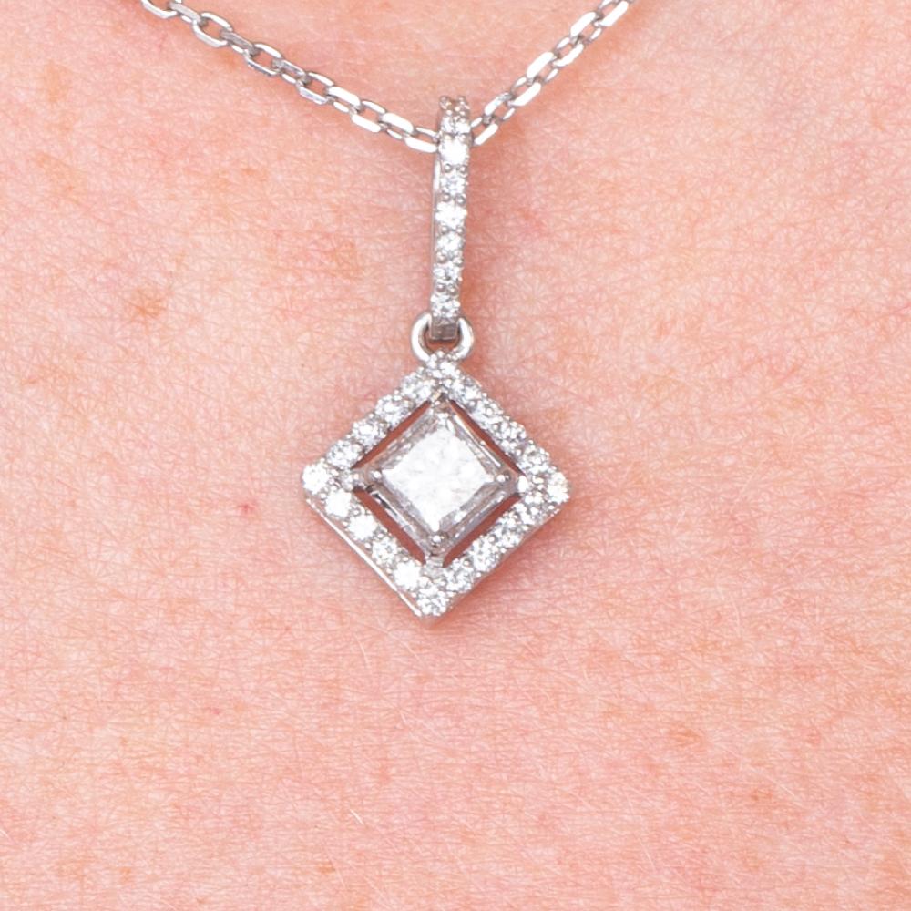 Almaz Jewellery Square Diamond Pendant and Earring Set - Beales department store
