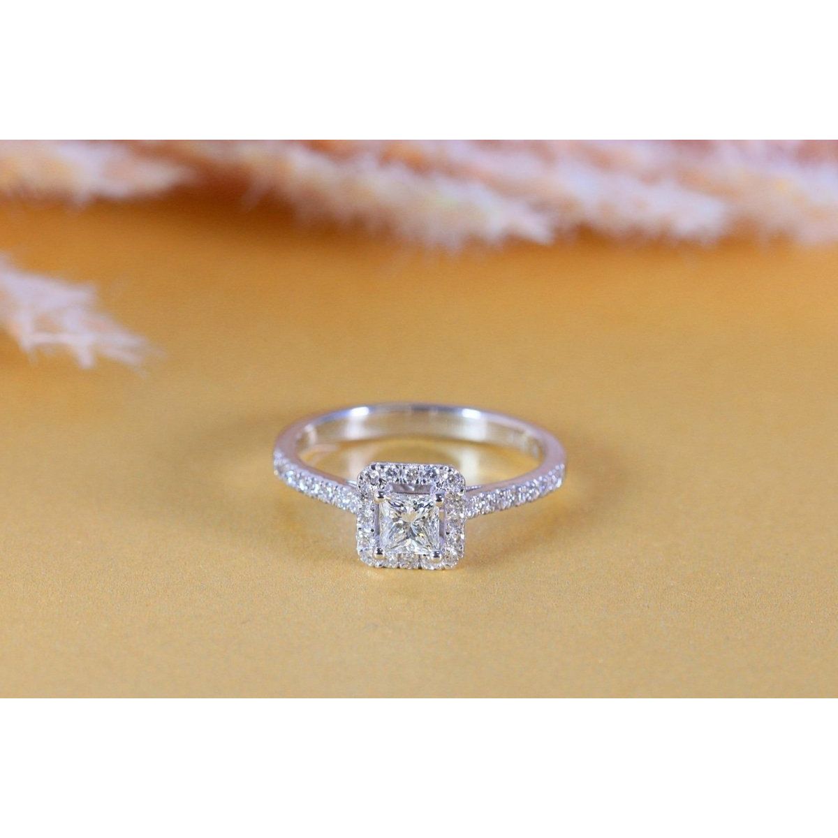 Square diamond ring sale with diamond band