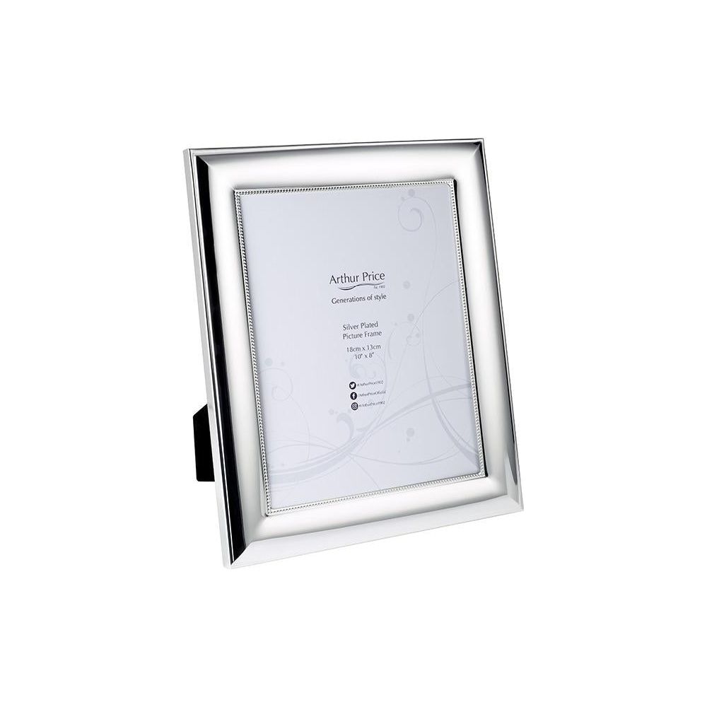 Arthur Price XEPFBE03 'Bead' luxury Silver Plated picture frame holds 10" x 8" photograph - Beales department store