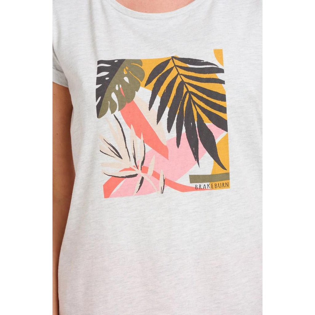 Brakeburn Abstract Palms Tee - Off White - Beales department store