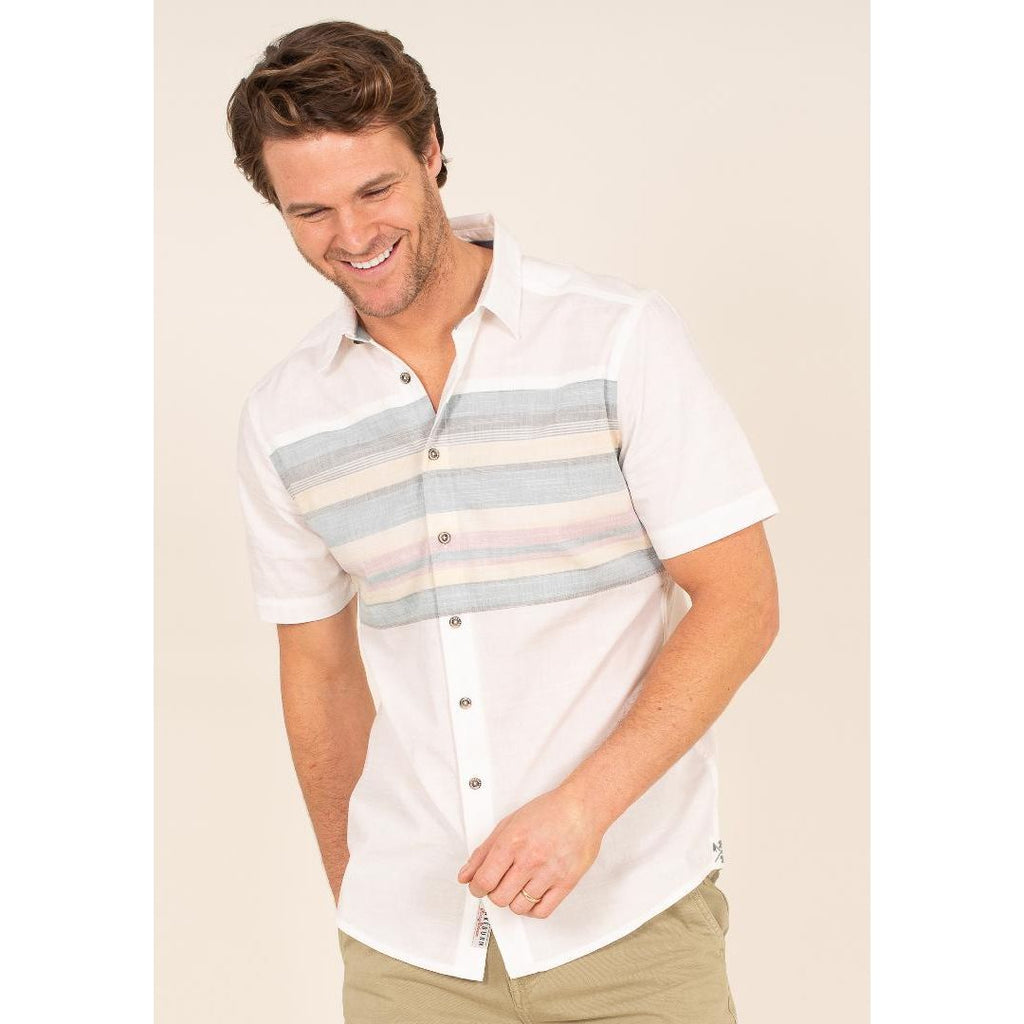 Brakeburn Chest Stripe Shirt - Blue - Beales department store