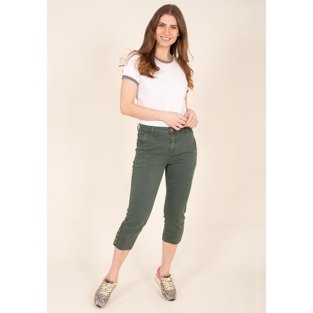 Brakeburn Cropped Chinos - Green - Beales department store