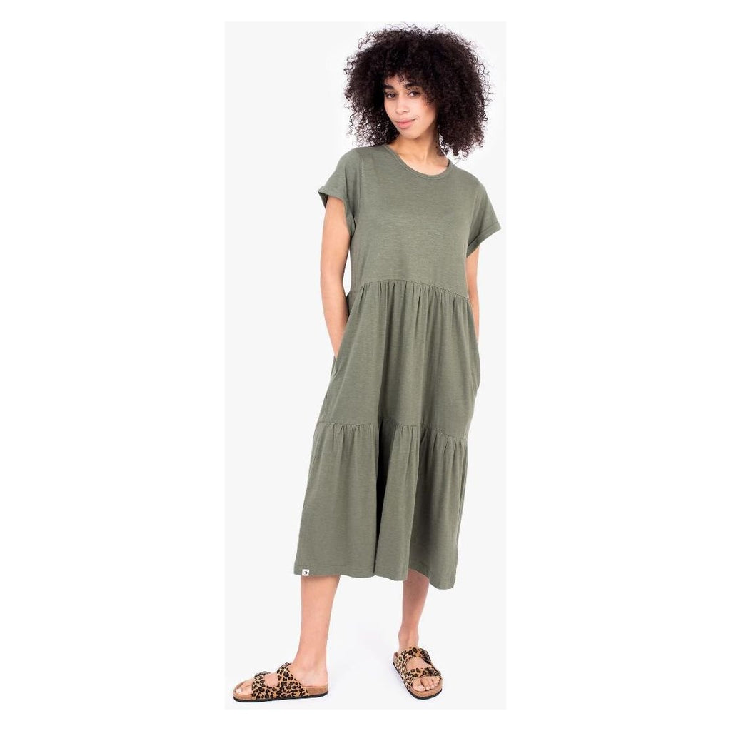 Brakeburn Everly Jersey Dress - Khaki - Beales department store