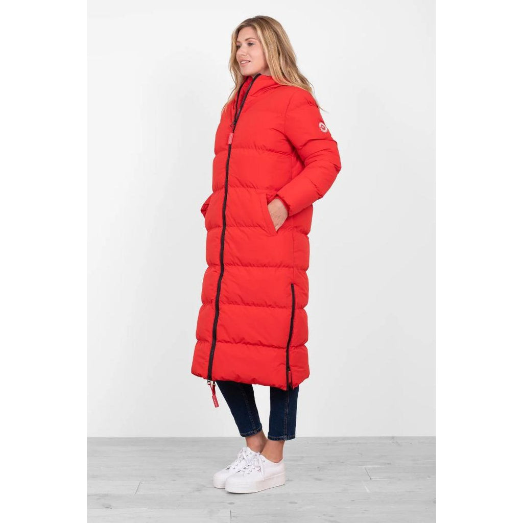 Brakeburn Long Line Puffer Coat - Red - Beales department store