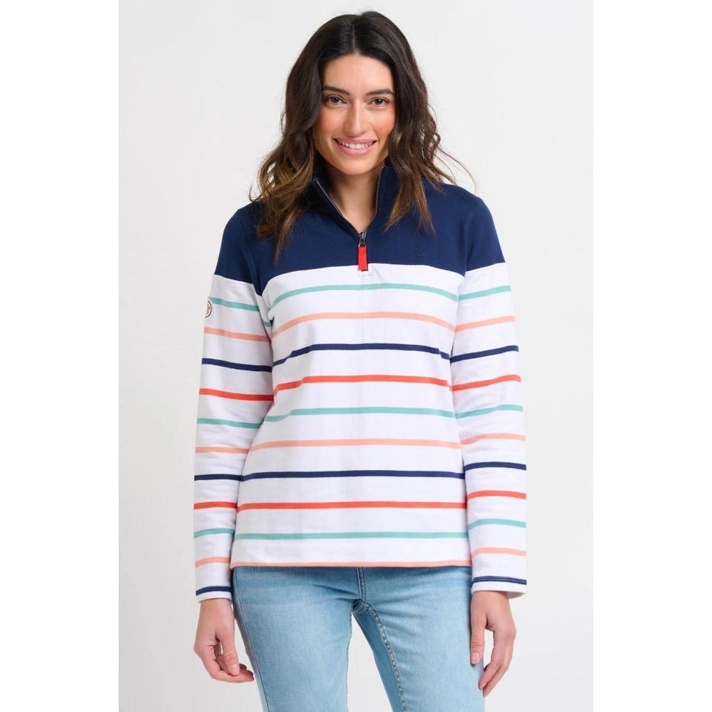 Brakeburn Stripe Quarter Zip Sweat - Beales department store