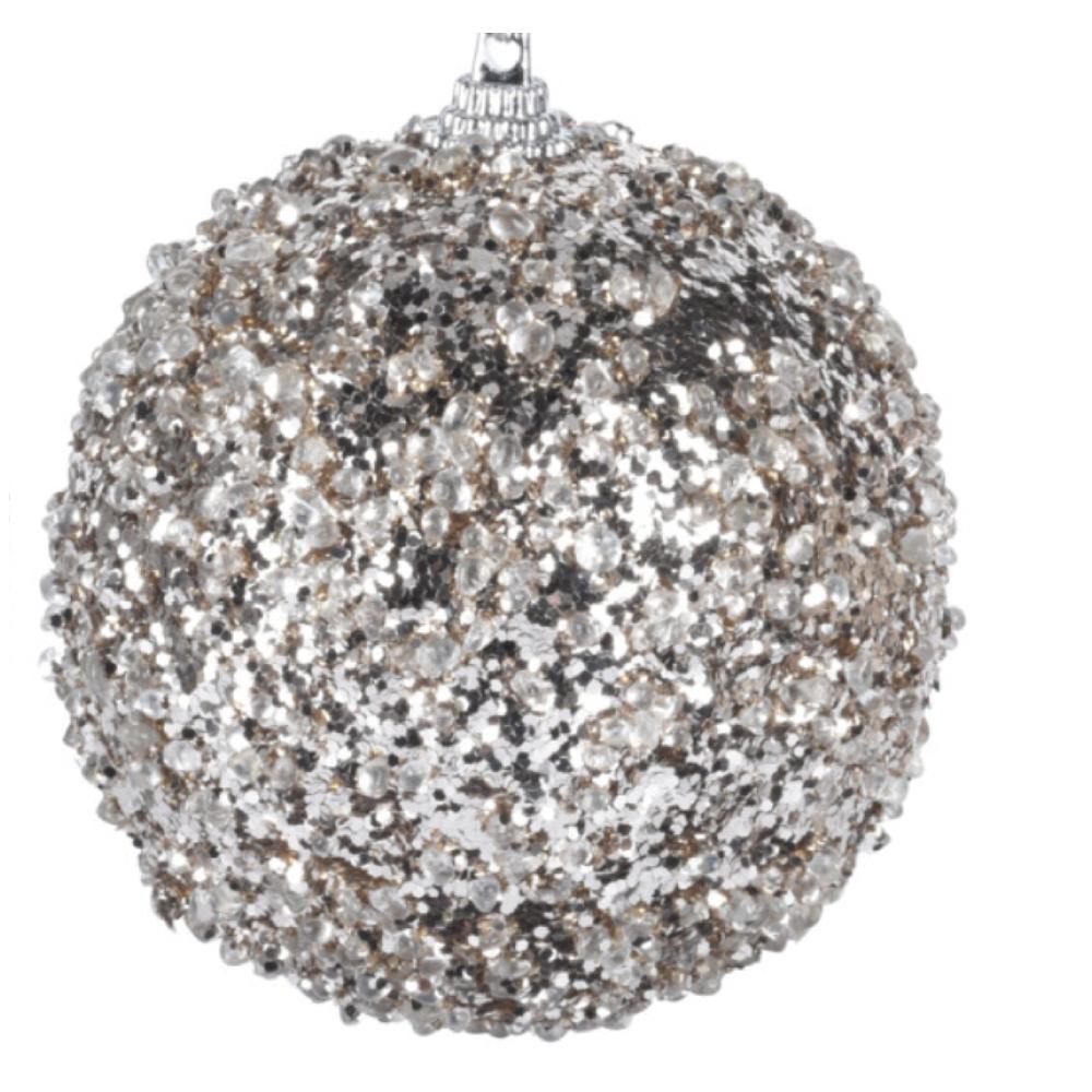 Christmas Bauble 80mm Silver - Beales department store