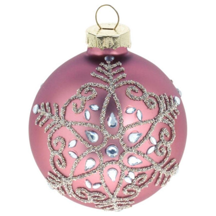 Christmas Bauble Glass Pink - Beales department store