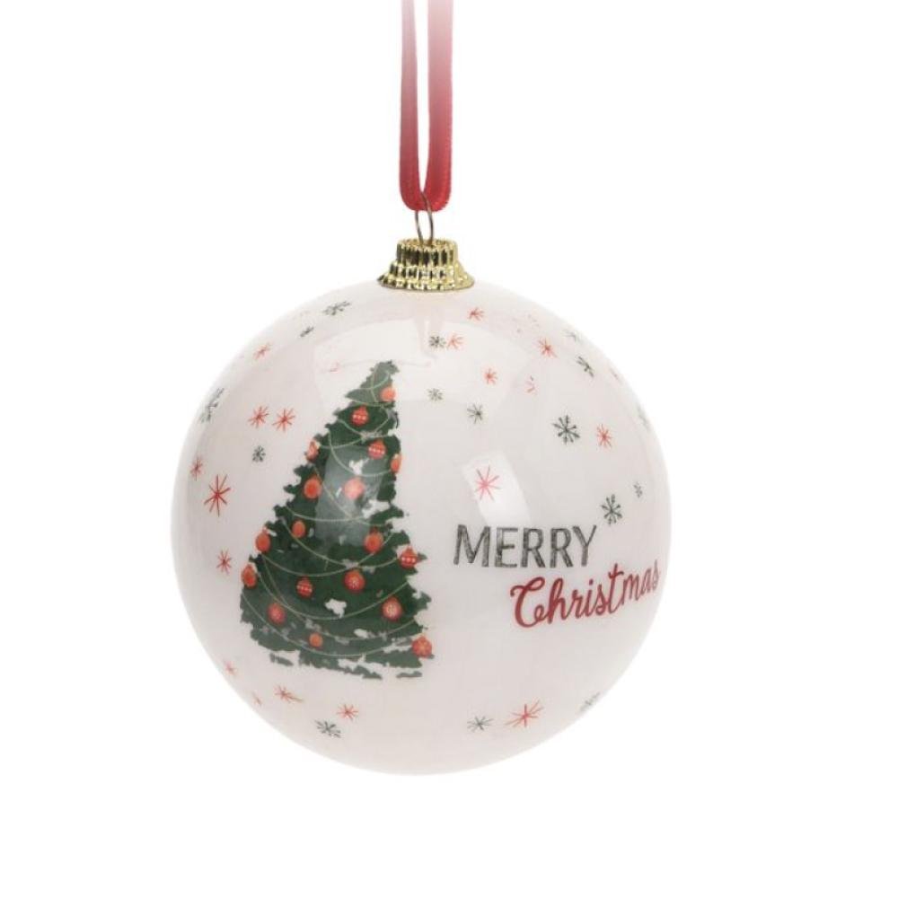 Christmas Bauble Merry Christmas White - Beales department store