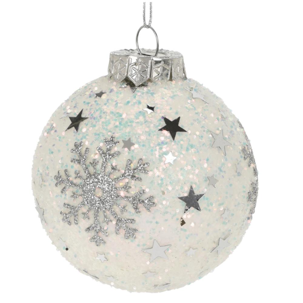 Christmas Bauble Pearlescent Snowflake - Beales department store