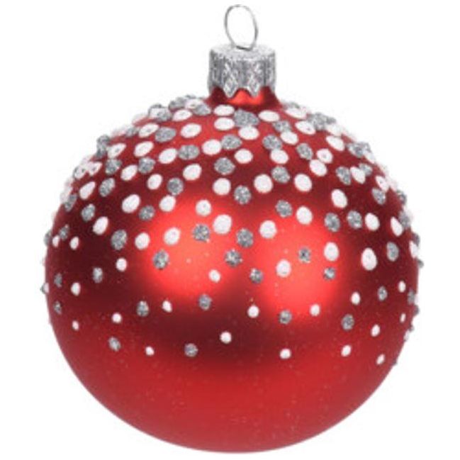 Christmas Bauble Polka Dot Red - Beales department store