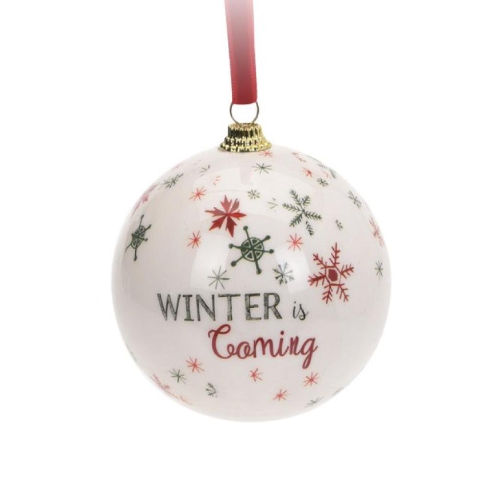 Christmas Bauble Winter Is Coming White - Beales department store