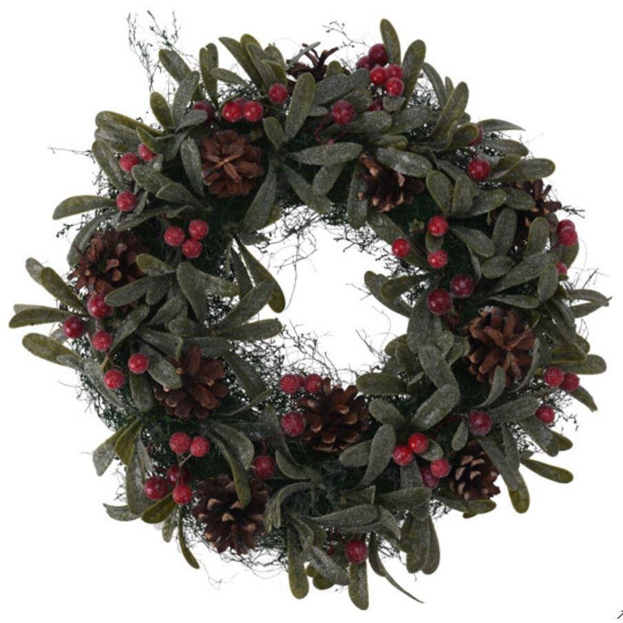 Christmas Red Berry Wreath 34cm - Beales department store