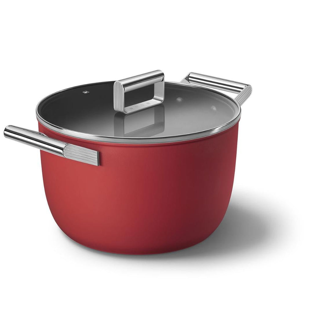 CKFC2611RDM Smeg Casserole Dish 2 Handles With Lid 26cm Red - Beales department store
