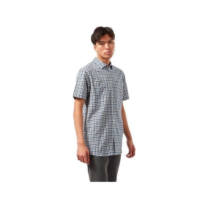 Craghoppers Nour Short Sleeved Check Shirt - Blue Navy Check - Beales department store