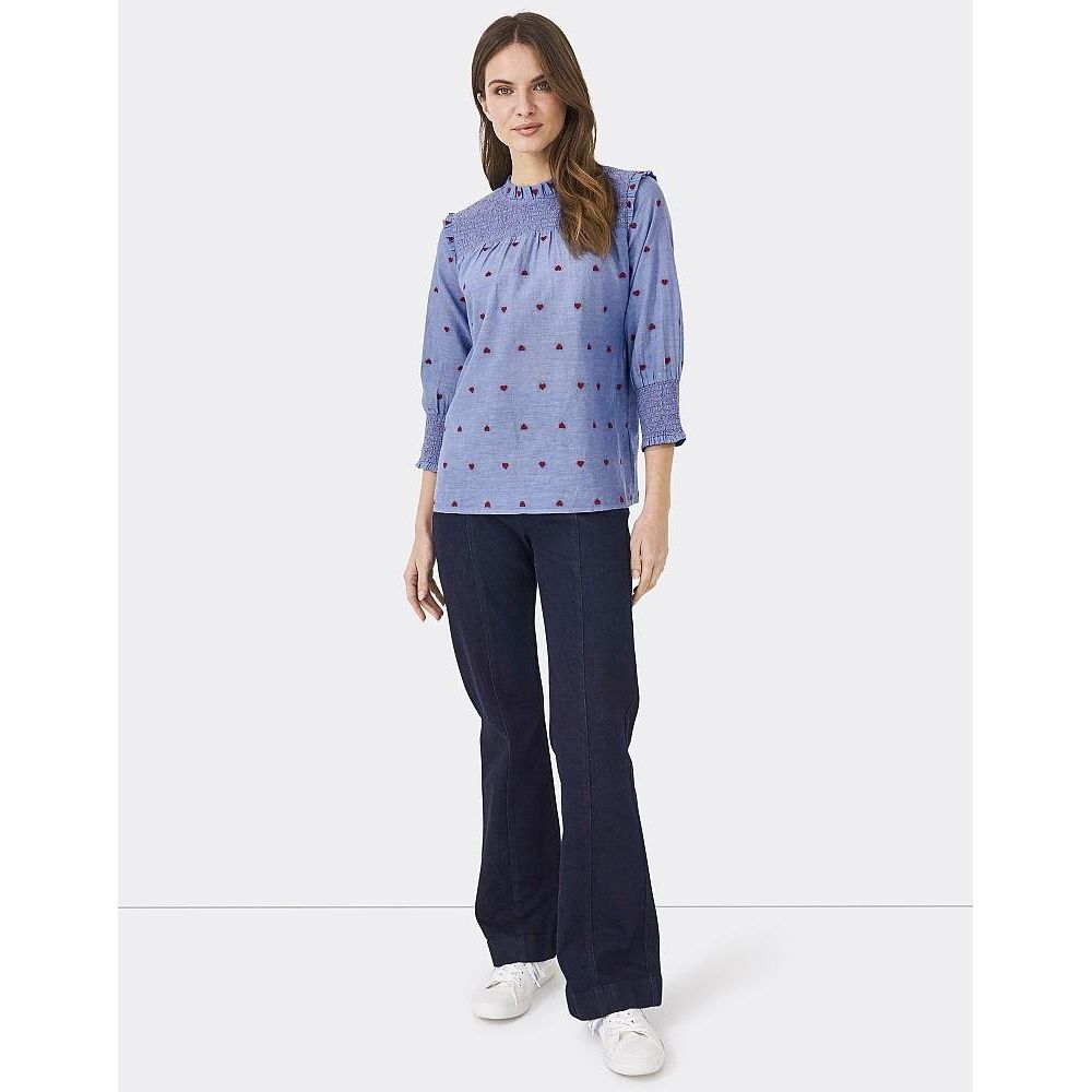 Crew Clothing Adel Heart Blouse - Blue Hart Print - Beales department store