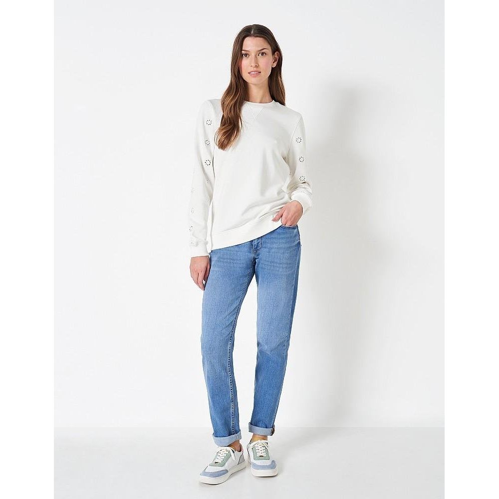 Crew Clothing Broidiery Sweatshirt - White - Beales department store