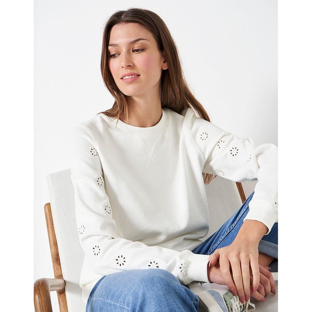 Crew Clothing Broidiery Sweatshirt - White - Beales department store