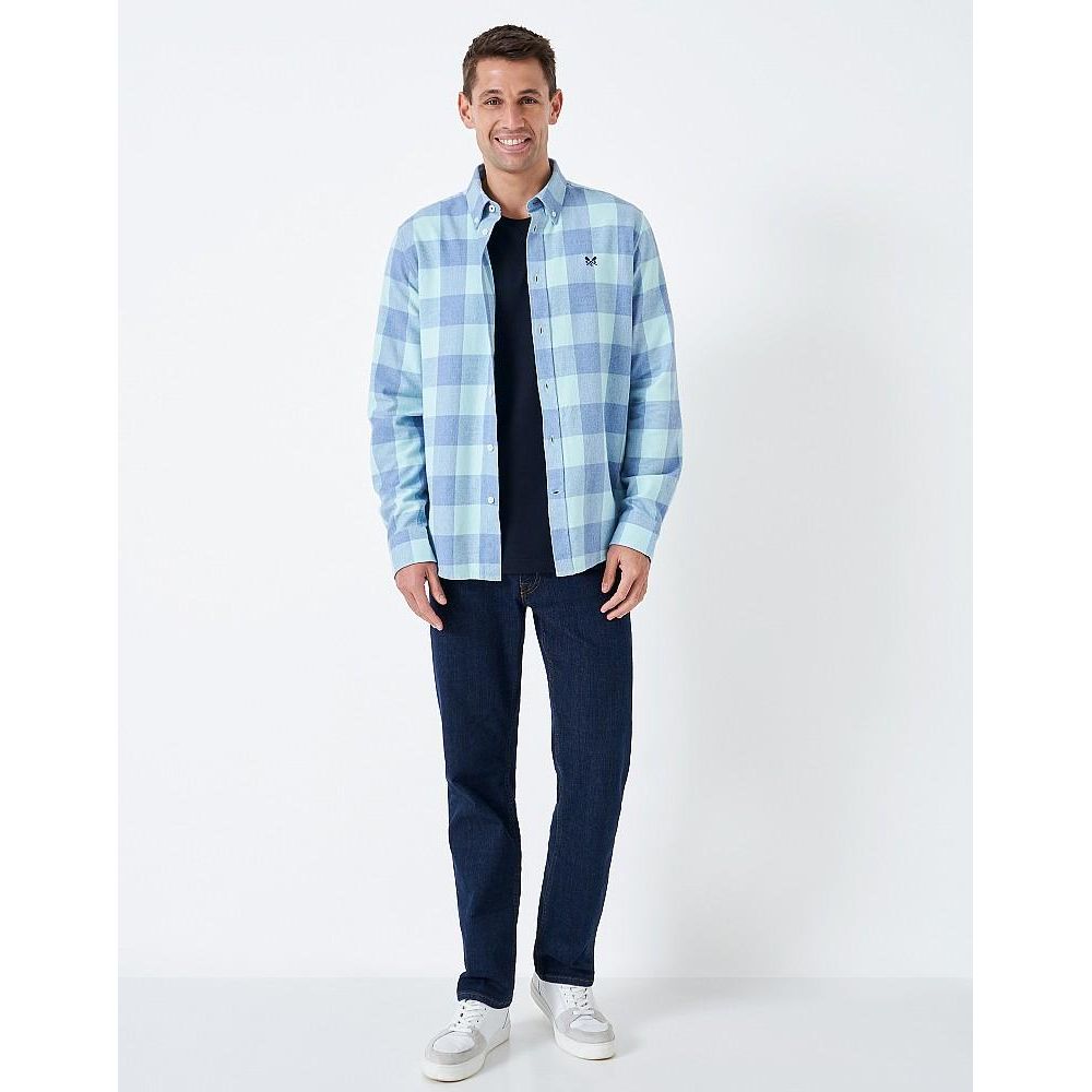 Crew Clothing Buffalo Check Shirt - Blue White Check - Beales department store