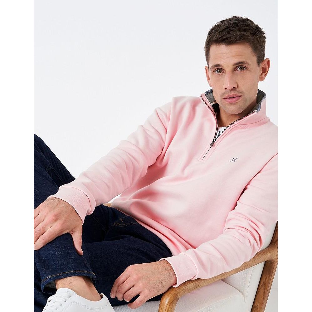 Crew Clothing Classic Half Zip Sweatshirt - Pink - Beales department store
