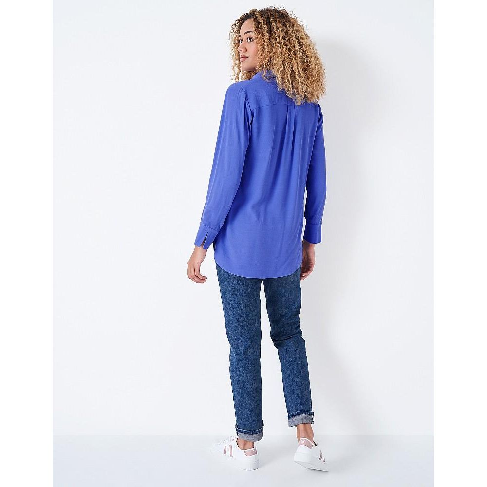 Crew Clothing Collared Pop Over Blouse - Blue - Beales department store