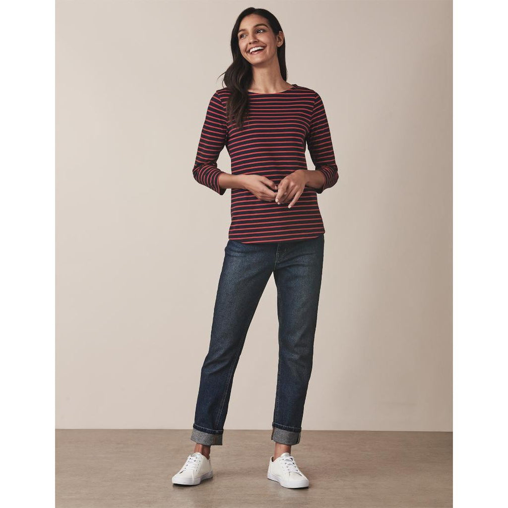 Crew Clothing Essential Breton - Navy Red - Beales department store